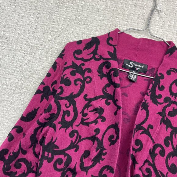 Sharagano Studio Cropped Bolero Cardigan Wom XL Baroque Damask Pink Floral AOP - Picture 4 of 14